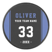 Modern Blue Black Player Name Number Team Hockey Puck (Voorkant)