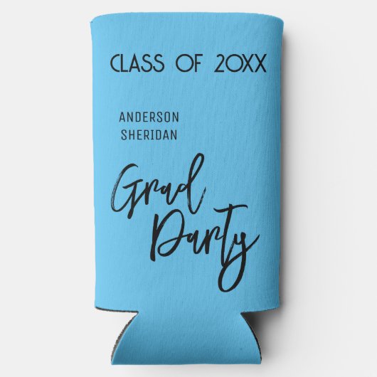 Modern Blue Black Script Afstudeerder Party (Achterkant)