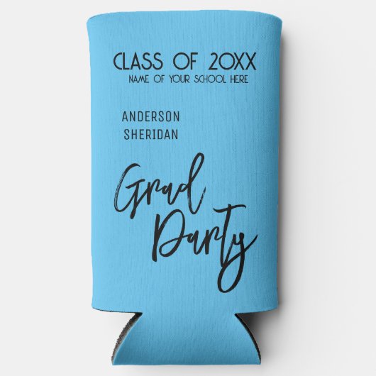 Modern Blue Black Script Afstudeerder Party (Voorkant)