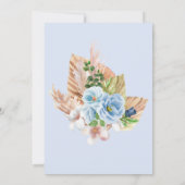 Modern Blue Boho Arch Pampass Grass Floral Wedding Kaart (Achterkant)