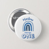 Modern Blue Boho Rainbow Theren Birthday Buttonnen Ronde Button 5,7 Cm (Voorkant /achterkant)