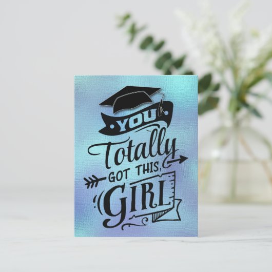 Modern Blue Boho Typography Girly Afstuderen Briefkaart (Staand voorkant)