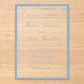 Modern Blue Border Wedding Acryl Uitnodigingen (Voorkant)