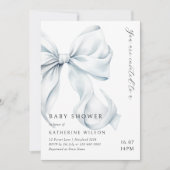 Modern Blue Bow Baby shower Kaart (Voorkant)