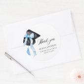 Modern Blue Bow Coquette Graduation Cap Afstuderen Ronde Sticker (Envelop)