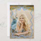 Modern Blue Bow Photo Graduation Party Invitation (Devant)