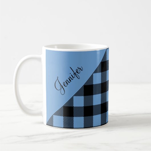 Modern Blue Buffalo Pset Check Pattern Name Coffe Koffiemok (Links)