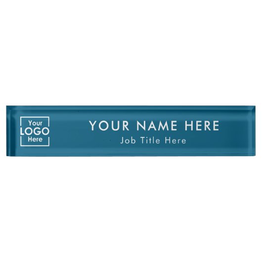 Modern Blue Business Logo Executive Professional Naambordje (Voorkant)