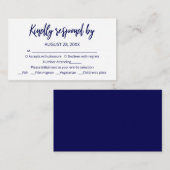 Modern Blue Calligraphy RSVP Response Informatiekaartje (Voorkant / Achterkant)