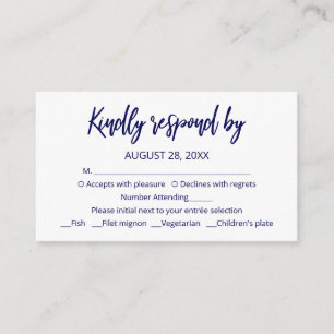 Modern Blue Calligraphy RSVP Response Informatiekaartje