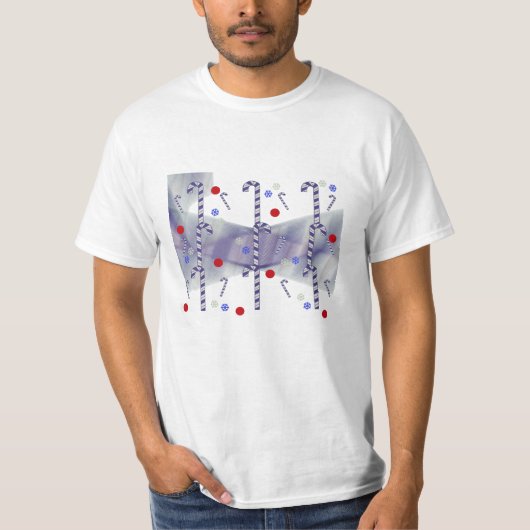 Modern Blue Candy Cane T-Shirt (Voorkant)