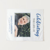Modern Blue Celebration of Life with Photo Funeral Wandkleed (Voorkant (horizontaal))