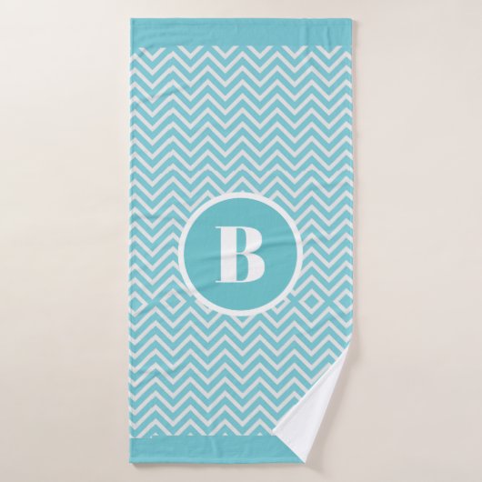 Modern Blue Chevron Monogram Baby Nursery Badhanddoek (Badhanddoek)