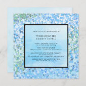 Modern Blue Christening Kaart (Voorkant / Achterkant)