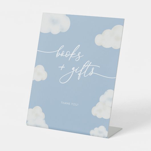 Modern Blue Cloud Baby shower Luier Raffle Sign Reclamebord Met Voetstuk (Voorkant)