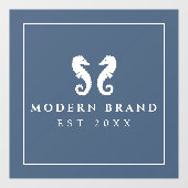 Modern Blue Coastal Seahorse  Raamsticker (Vel)