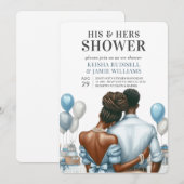 Modern Blue Couples Douche Vrijgezellenfeest Kaart (Voorkant / Achterkant)