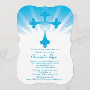 Modern Blue Cross Boy Heilige Baptisme Kaart