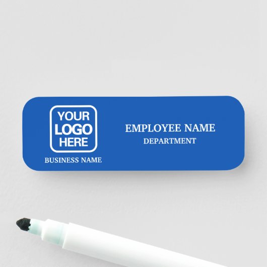 Modern Blue Custom Business Name Tag (In situ)