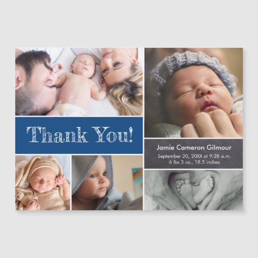 Modern Blue Custom Photo Collage Baby Shower (Voorkant)