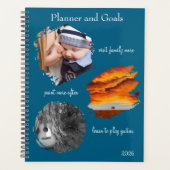 Modern Blue Custom Photo Collage Planner Goals (Voorkant)