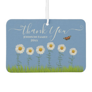 Modern Blue Daisy Floral Dank je wel Typografie Luchtverfrisser