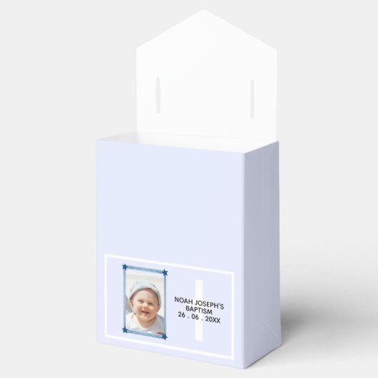 Modern Blue DANK JE VOOR Baptisme Bedankdoosjes (Geopend)