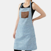 Modern Blue Denim Jeans Texture Leather Patch Schort (Insitu)