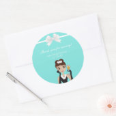 Modern Blue Diamond Box Bow Vrijgezellenfeest Favo Ronde Sticker (Envelop)