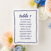 Modern Blue Doodle Wedding Seating Chart Card Kaart