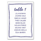 Modern Blue Doodle Wedding Seating Chart Card Kaart (Voorkant)