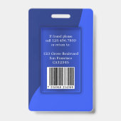 Modern Blue Employee Photo ID Badge (Achterkant)
