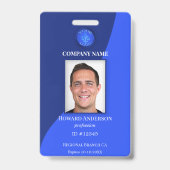Modern Blue Employee Photo ID Badge (Voorzijde)