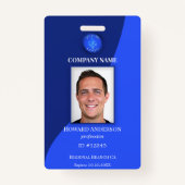 Modern Blue Employee Photo ID Badge (Voorkant)