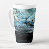 Modern Blue en Black Abstract Wave Latte Mok (Linkerhoek)