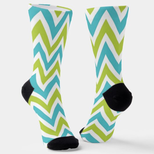 Modern Blue en Green Chevron Sokken (Gebogen)