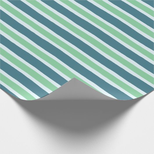Modern Blue en Green Stripes Pattern Cadeaupapier (Hoek)