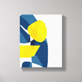 Modern Blue en Yellow Abstract Geometric Canvas Afdruk
