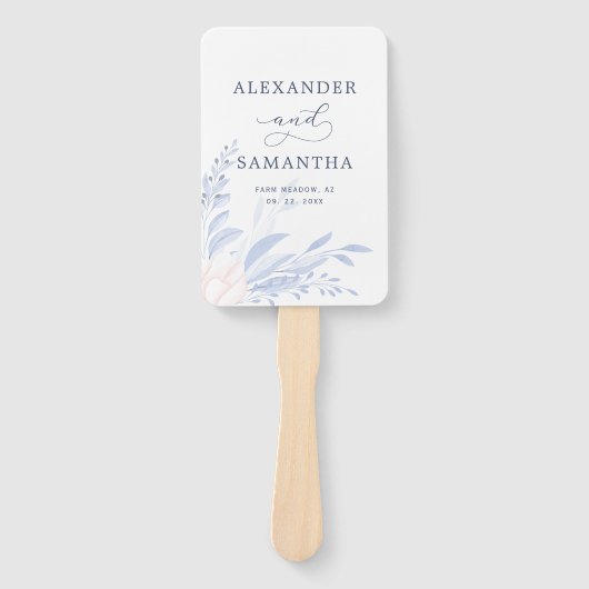 Modern Blue Eucalyptus Greenery Succulent Wedding Handwaaier (Voorkant)