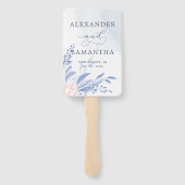 Modern Blue Eucalyptus Greenery Succulent Wedding Handwaaier (Achterkant)