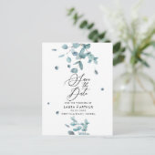 Modern Blue Eucalyptus Wedding Save the Date Aankondigingskaart (Staand voorkant)