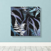 Modern Blue Fern Elegant Botanical Abstract Canvas Afdruk (Insitu (Houten vloer))
