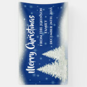 Modern Blue Fir Tree Kerstmis  Spandoek (Verticaal)