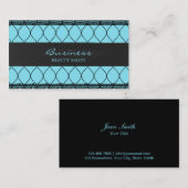 Modern Blue Fishnet Lace Beauty Salon Visitekaartje (Voorkant / Achterkant)