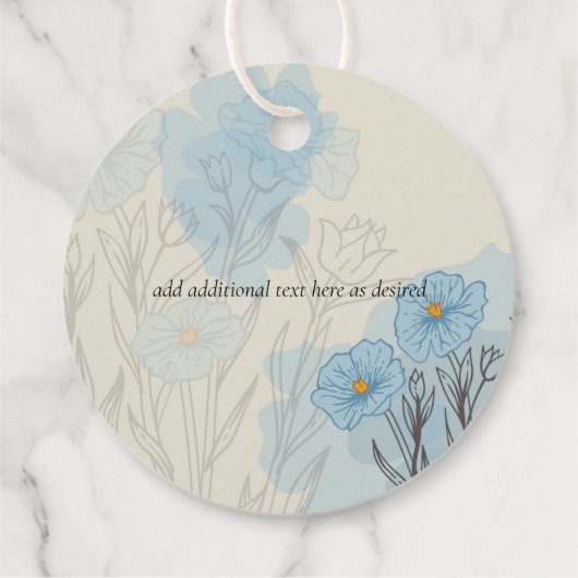 Modern Blue Floral Abstract bruiloft Bedankjes Labels (Achterkant)