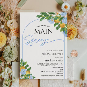 Modern Blue Floral Arch Lemon Vrijgezellenfeest Kaart