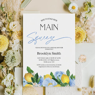 Modern Blue Floral Lemon Vrijgezellenfeest Kaart
