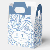 Modern Blue Floral Monogram Dank je huwelijk Bedankdoosjes (Geopend)