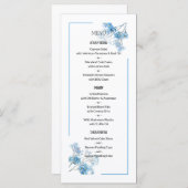 Modern Blue Floral Pattern Forget-Me-Not Wedding Menu (Voorkant / Achterkant)