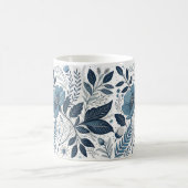 Modern Blue Floral Pattern Mug Koffiemok (Center)